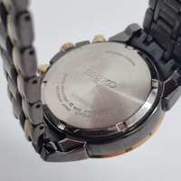 Seiko Solar Chronograph V172-0AV0 Two Tone Crystal Bezel 100m WR Watch