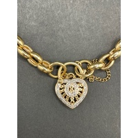 Ladies 9ct Yellow Gold Oval Bubble Belcher Link Bracelet