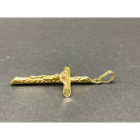 Unisex 18ct Yellow Gold Crucifix Pendant