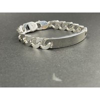 Mens 925 Sterling Silver ID Curb Link Bracelet