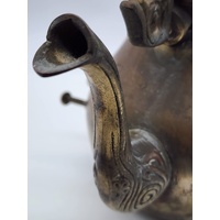 Antique Victorian Era Brass Tilting Kettle with Burner