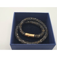 Swarovski Stardust 36cm Double Twist Bracelet Black Gold Size Small