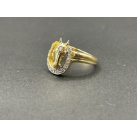 Mens 18ct Yellow Gold Horse Cubic Zirconia Ring