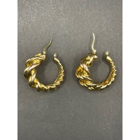 Ladies 18ct Yellow Gold Fancy Hoop Earrings