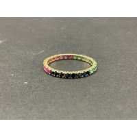 Ladies 14ct Yellow Gold Multi Coloured Gemstone Ring