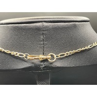 Ladies 9ct Yellow Gold Figaro Link Chain & Bar Pendant