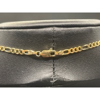 Ladies 9ct Yellow Gold Figaro Link Chain & Bar Pendant