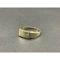 Mens 9ct Yellow Gold Signet Diamond Ring