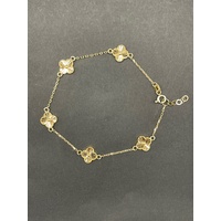 Ladies 18ct Yellow Gold Belcher Link & Clover Bracelet