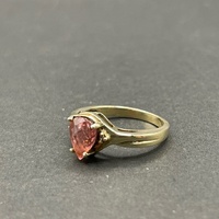 Ladies 9ct Yellow Gold Pink Gemstone Ring