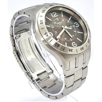 Swatch Mens Brown Dial Stainless Steel Quartz Watch Day Date Swiss Made