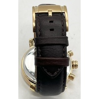 Fossil Rhett BQ1009 Mens Chronograph Watch Brown Leather Gold 42mm
