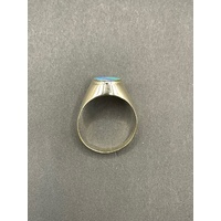 Mens 9ct Yellow Gold Blue Opal Ring