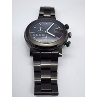Gucci G-Chrono 101M Mens Chronograph Stainless Steel Swiss Watch Black Bracelet