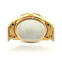 Elite Ladies Gold Tone Stone Set Analog Watch 5080035 with Tin Case