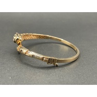 Ladies 18ct Yellow Gold Round Panther Bangle