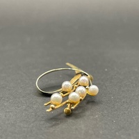 Ladies 14ct Yellow Gold White Pearl Bouquet Brooch