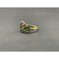 Ladies 18ct Yellow Gold Multi Colour Gemstone Ring