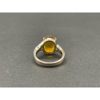 Ladies 9ct Yellow Gold Yellow Gemstone Ring