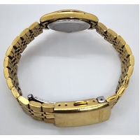 Citizen Quartz Ladies Gold Tone Watch White Dial Day Date 5 Bar WR