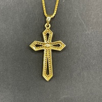 Ladies 18ct Yellow Gold Box Link Chain & Cross Pendant