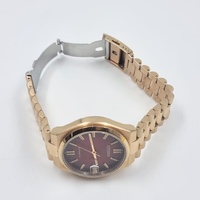 Citizen Mens Automatic Watch Gold Tone Red Dial 5 Bar Stainless Steel