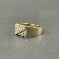 Mens 9ct Yellow Gold Signet Diamond Ring