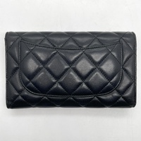 Chanel Classic Flap Lambskin Wallet Black Leather Black Hardware
