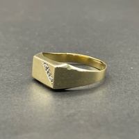 Mens 9ct Yellow Gold Signet Diamond Ring