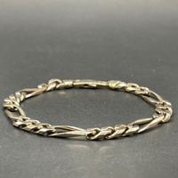 Mens 9ct Yellow Gold Figaro Link Bracelet