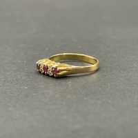 Ladies 18ct Yellow Gold Red Gemstones and Diamonds Ring
