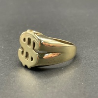 Mens 9ct Yellow Gold Dollar Sign Ring