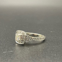 Ladies 14ct White Gold Natural Diamond Halo Ring