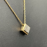 Ladies 14ct Yellow Gold Fancy Link Chain & Diamond Pendant