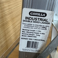 Gorilla SM004-PBK 4 Step Industrial Double Sided Ladder 1.15m 150kg Max