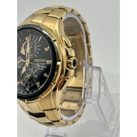 Seiko V198-0AB0 44mm Gold Plated Diamond Coutura Solar Perpetual Watch