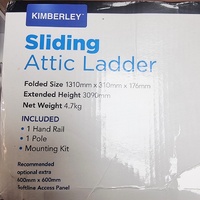 Large View Kimberley Sliding Attic Ladder Max Height 3m Folded 1310x310x176mm