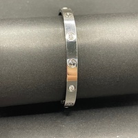 Large View Ladies 18ct Solid White Gold Diamond Oval Bangle