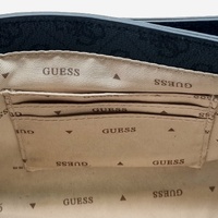 Guess Cathleen Flap Crossbody Bag Coal Faux Leather Gold Hardware