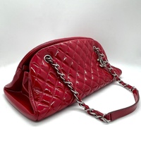 Chanel Red Quilted Patent Leather Just Mademoiselle Bowling Shoulder Bag