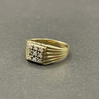 Large View Mens 9ct Yellow Gold Cubic Zirconia Ring