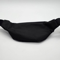 Hugo Mens Waist Belt Bag Black Matte Fabric with Red Logo