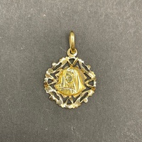 Unisex 18ct Yellow Gold Round Religious Pendant