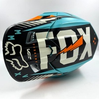 Large View Fox V2 Vicious Army MX Helmet Aqua Orange XL 61-62cm Fiberglass Shell