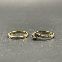 Ladies 9ct Yellow Gold Diamond Ring Set