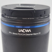 Large View Laowa 90mm f/2.8 CA Dreamer Macro 2X Lens with Hood for Mirrorless