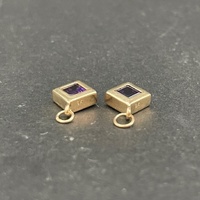 Ladies 9ct Yellow Gold Purple Gemstone Set of Pendants