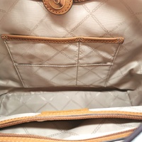 Michael Kors Vanilla Zip Pocket Handbag Signature Canvas Leather Trim