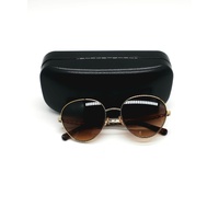 Large View Coach Sunglasses HC7114 L1148 900574 Light Gold Round with Brown Gradient Lenses