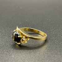 Ladies 18ct Yellow Gold Stone and Diamond Ring